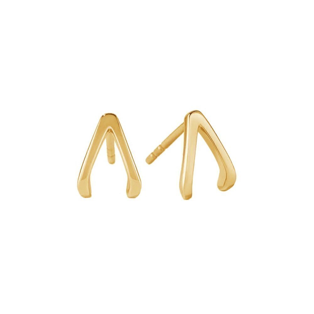 WISHBONE Gold 925 Sterling Silver Earrings